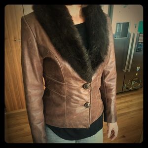 Genuine Leather Guess Brown Vintage Jacket